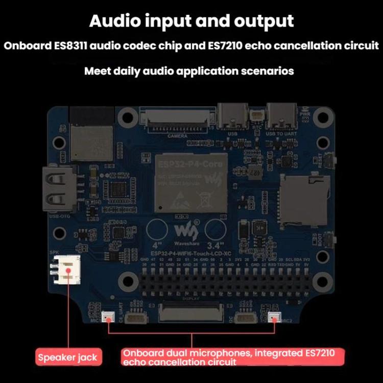 WAVESHARE 31523 ESP32-P4 Touch Circular LCD Screen Development Board, 3.4 inch, 4 inch