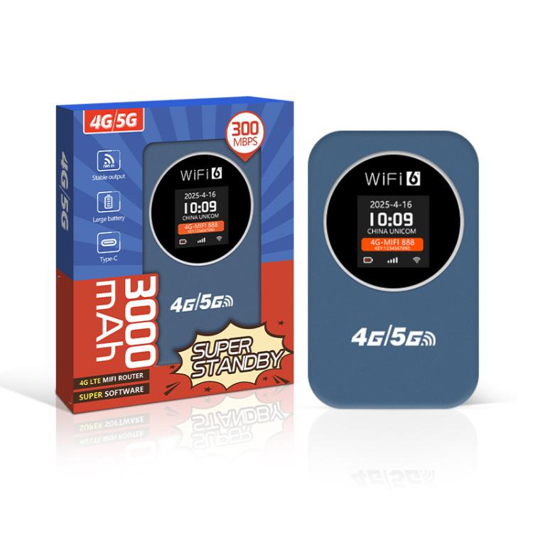 4G/5G Portable WiFi Hotspot 300Mbps Mobile Router With Time Display, 3000mAh Built-In Battery, Asia Edition, Eurasian Edition