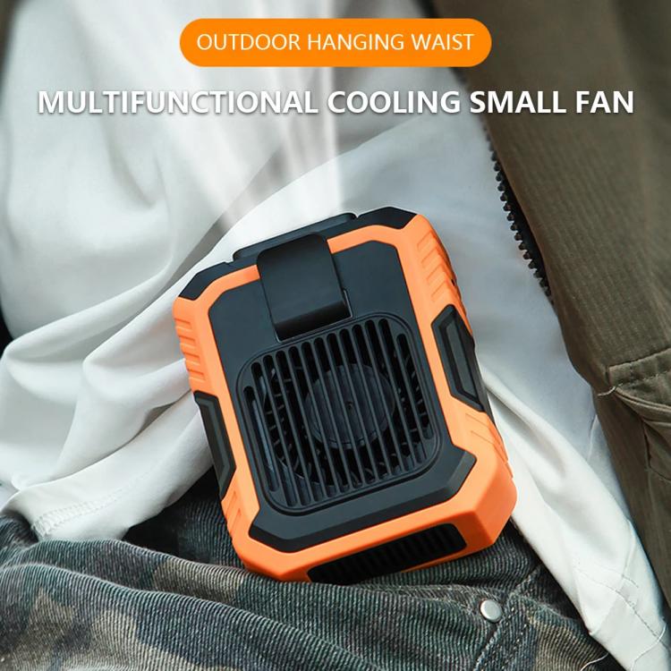 Rechargeable Waist-Mounted Clip Fan With 3-Speed Settings & LED Flashlight Hands-Free Cooling For Construction, Outdoor Work, Hiking