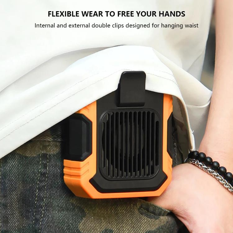 Rechargeable Waist-Mounted Clip Fan With 3-Speed Settings & LED Flashlight Hands-Free Cooling For Construction, Outdoor Work, Hiking