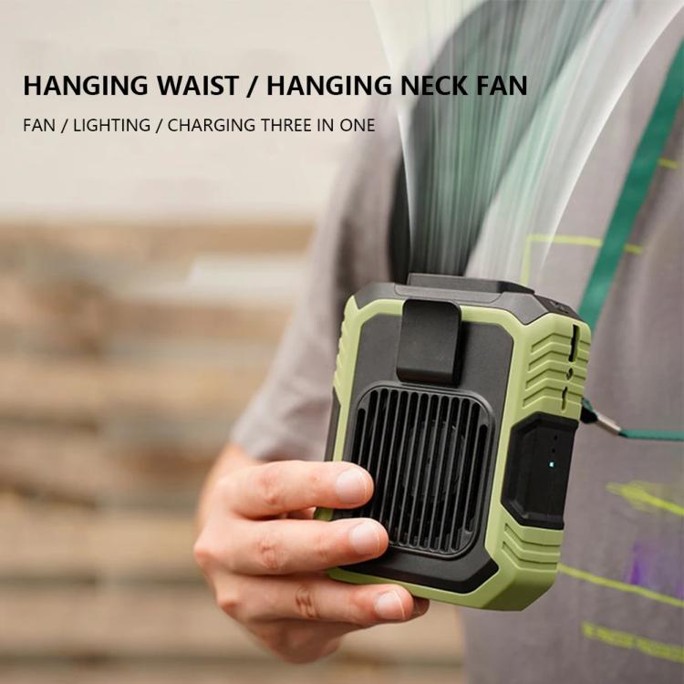 Rechargeable Waist-Mounted Clip Fan With 3-Speed Settings & LED Flashlight Hands-Free Cooling For Construction, Outdoor Work, Hiking