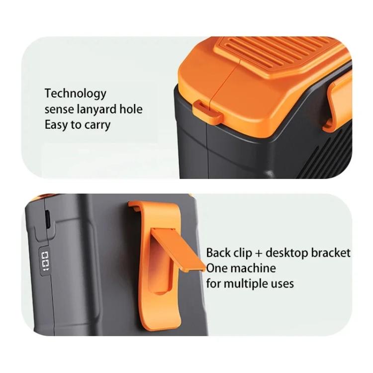 F31 Rechargeable Waist-Mounted Clip Fan With 5-Speed Adjustable Airflow, Stand & Flashlight, F31 Green, F31 Orange