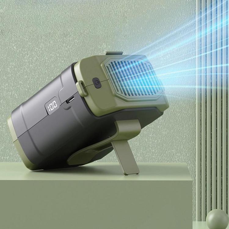 F31 Rechargeable Waist-Mounted Clip Fan With 5-Speed Adjustable Airflow, Stand & Flashlight, F31 Green, F31 Orange