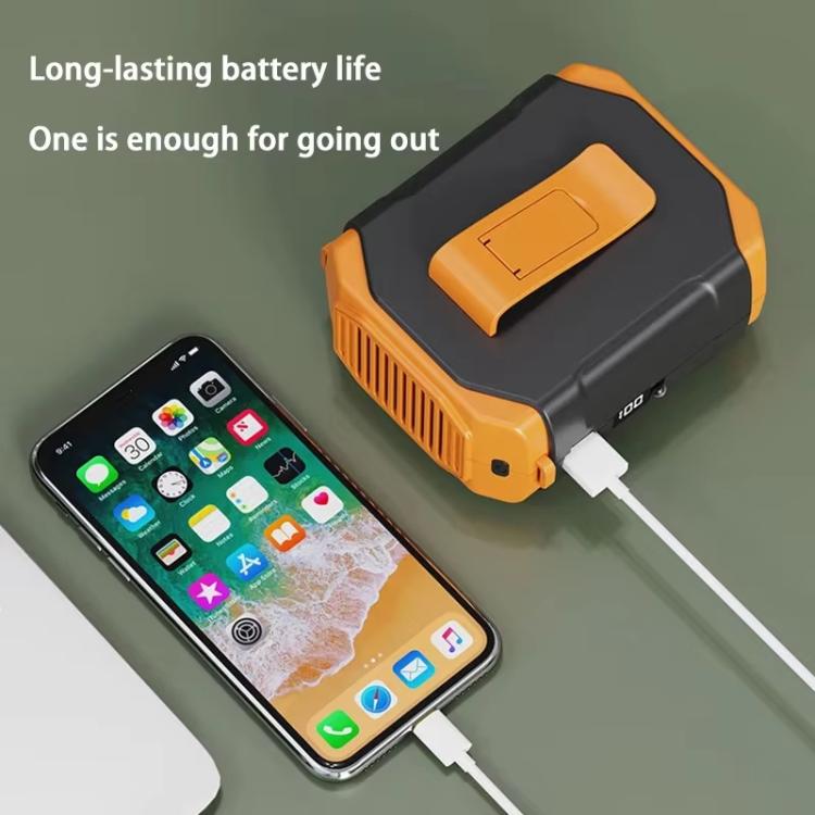 F31 Rechargeable Waist-Mounted Clip Fan With 5-Speed Adjustable Airflow, Stand & Flashlight, F31 Green, F31 Orange