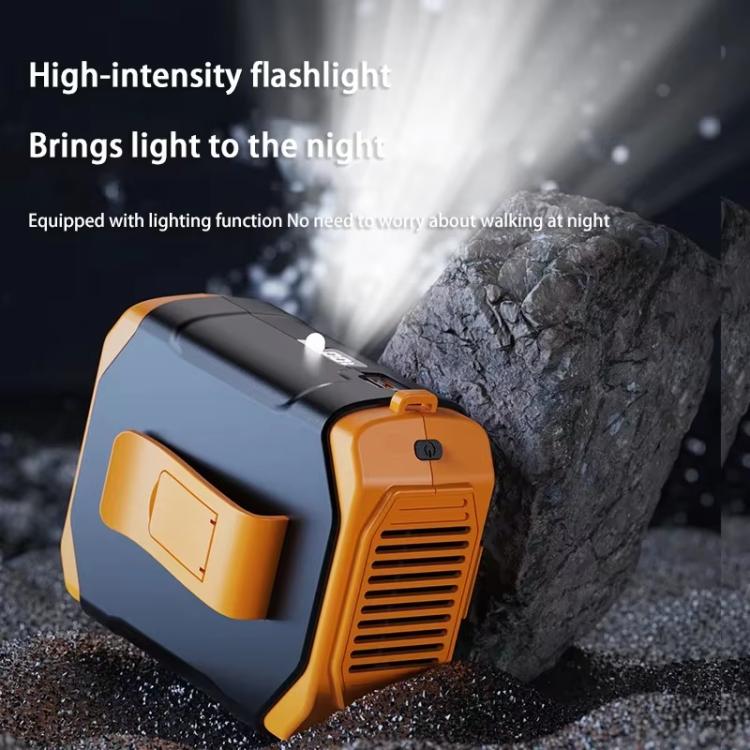 F31 Rechargeable Waist-Mounted Clip Fan With 5-Speed Adjustable Airflow, Stand & Flashlight, F31 Green, F31 Orange