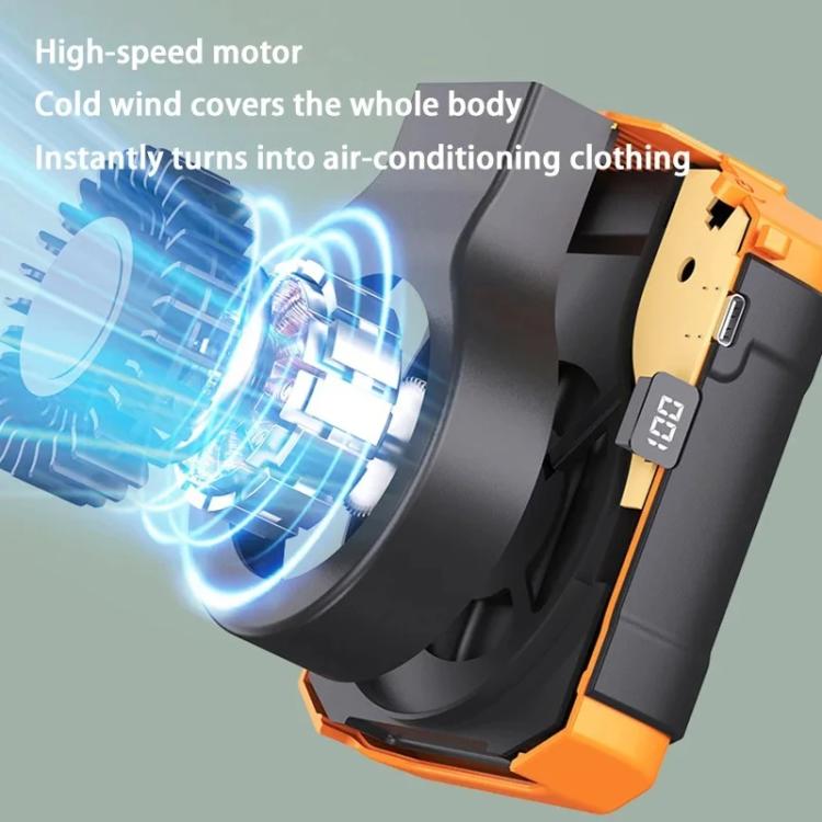 F31 Rechargeable Waist-Mounted Clip Fan With 5-Speed Adjustable Airflow, Stand & Flashlight, F31 Green, F31 Orange
