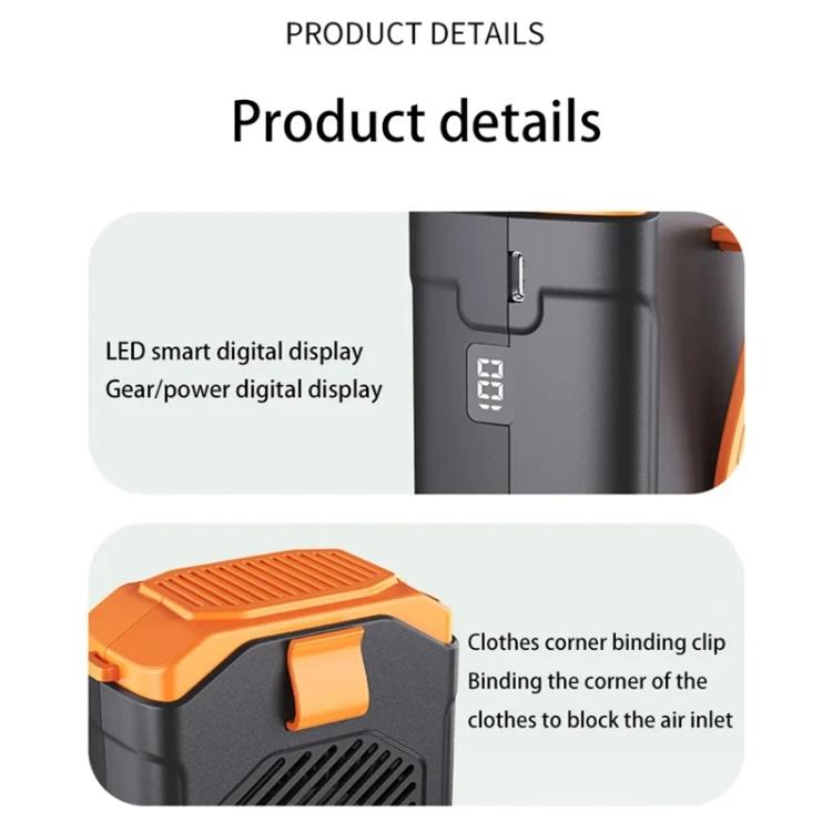 F31 Rechargeable Waist-Mounted Clip Fan With 5-Speed Adjustable Airflow, Stand & Flashlight
