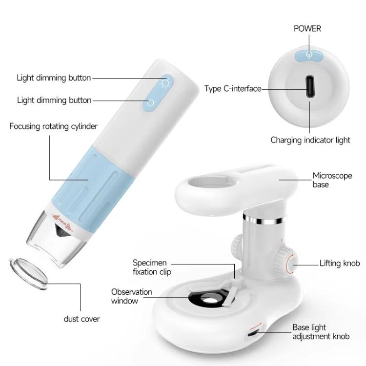 50-1000X Portable WiFi Digital Microscope Wireless HD Magnifier For Kids