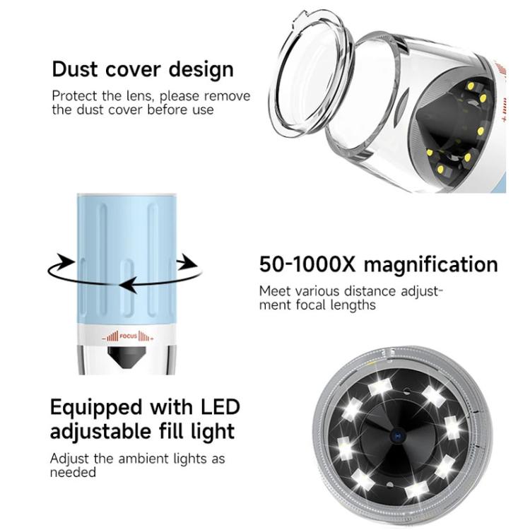 50-1000X Portable WiFi Digital Microscope Wireless HD Magnifier For Kids