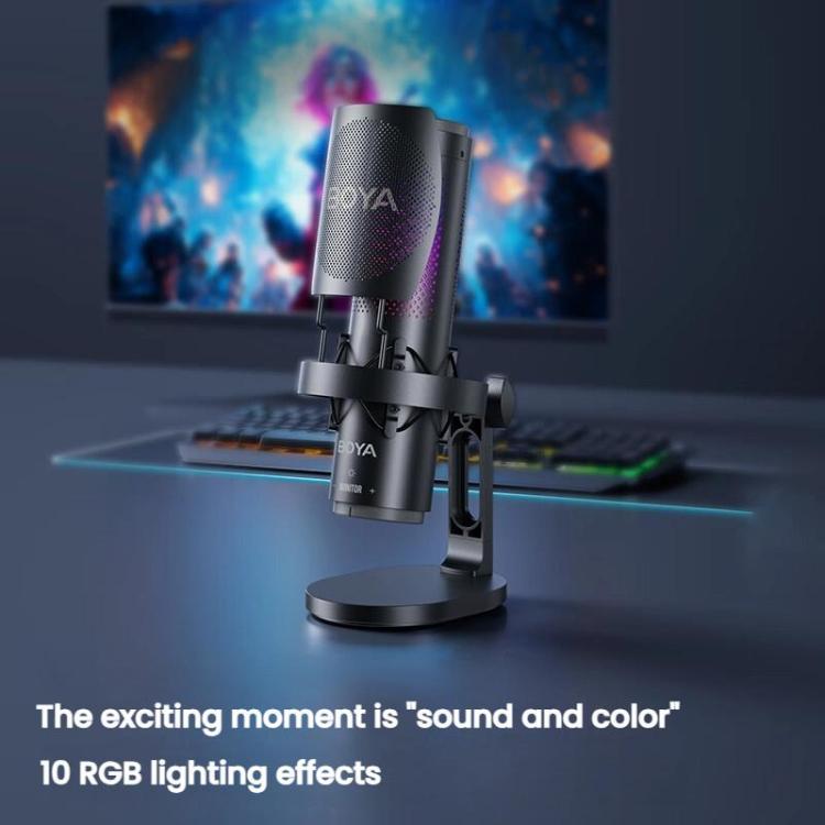 BOYA K9 Built-In Sound Card Quadruple Noise Reduction Desktop Microphone PC Recording Game Live Noise Reduction Microphone, K9