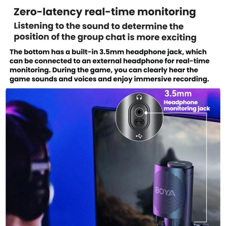 BOYA K9 Built-In Sound Card Quadruple Noise Reduction Desktop Microphone PC Recording Game Live Noise Reduction Microphone, K9