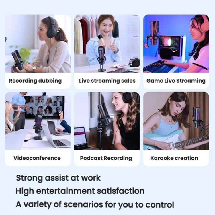 BOYA K9 Built-In Sound Card Quadruple Noise Reduction Desktop Microphone PC Recording Game Live Noise Reduction Microphone, K9