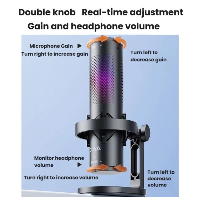 BOYA K9 Built-In Sound Card Quadruple Noise Reduction Desktop Microphone PC Recording Game Live Noise Reduction Microphone, K9