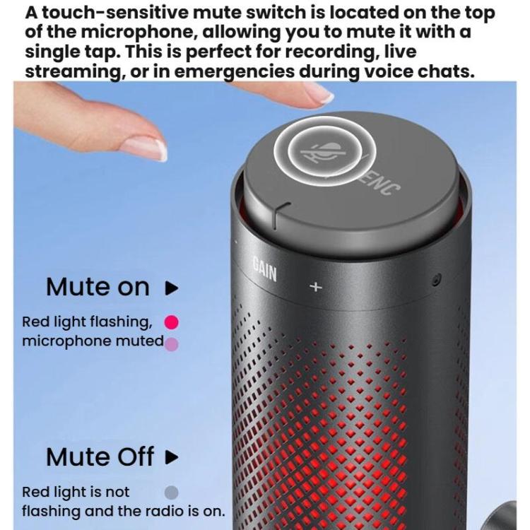 BOYA K9 Built-In Sound Card Quadruple Noise Reduction Desktop Microphone PC Recording Game Live Noise Reduction Microphone, K9