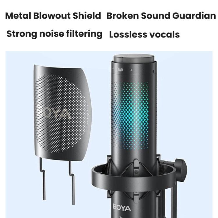 BOYA K9 Built-In Sound Card Quadruple Noise Reduction Desktop Microphone PC Recording Game Live Noise Reduction Microphone, K9