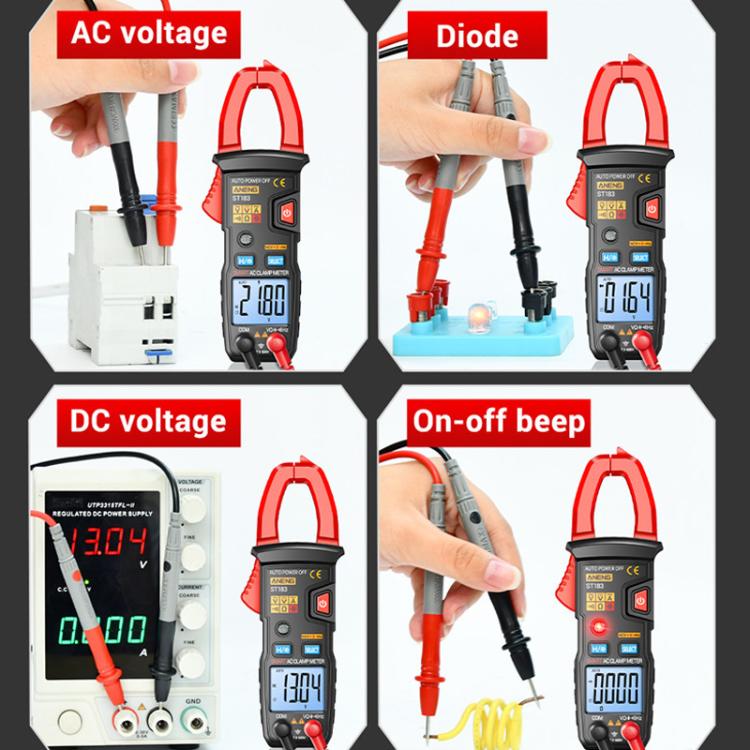 ANENG ST183 600A Digital Clamp Meter With NCV, 4000 Counts, Tests Continuity/Resistance/Capacitance/Diode, Audible & Visual Alarm