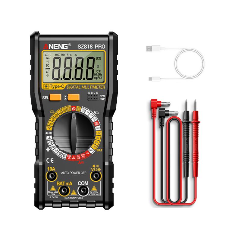 Digital Multimeter with NCV Detection Voltage Tester for AC/DC Current/Voltage, hFE Triode, and Capacitor Test Tool