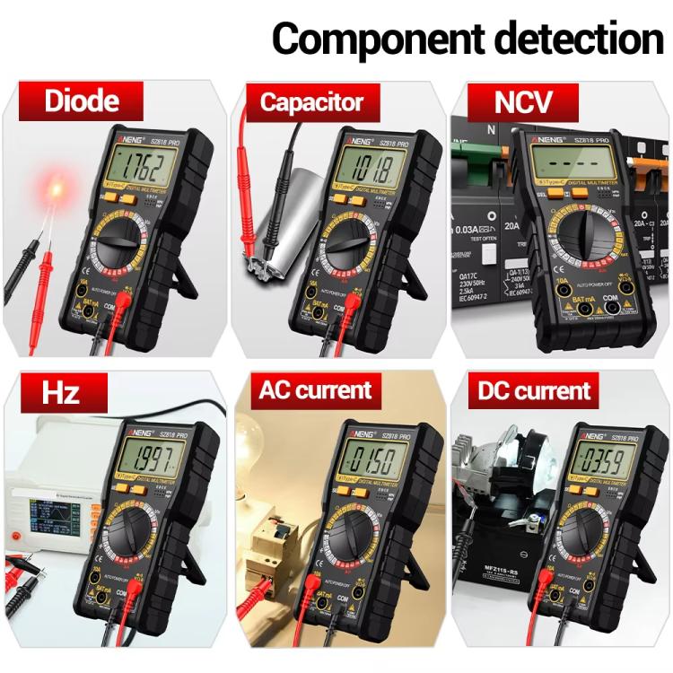Digital Multimeter with NCV Detection Voltage Tester for AC/DC Current/Voltage, hFE Triode, and Capacitor Test Tool