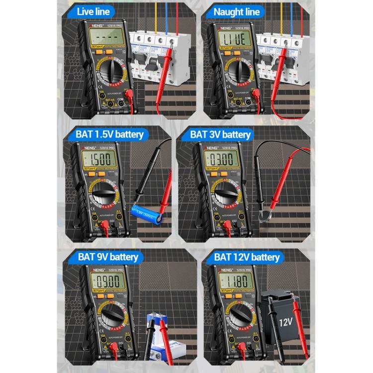 Digital Multimeter with NCV Detection Voltage Tester for AC/DC Current/Voltage, hFE Triode, and Capacitor Test Tool
