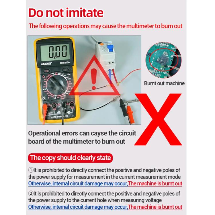 Digital Multimeter with NCV Detection Voltage Tester for AC/DC Current/Voltage, hFE Triode, and Capacitor Test Tool