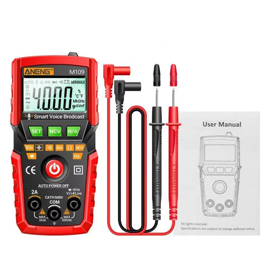 ANENG M109 Digital Multimeter With Voice Guide 4000 Counts, NCV Detection, Capacitance/Resistance/Voltage/Current Tester