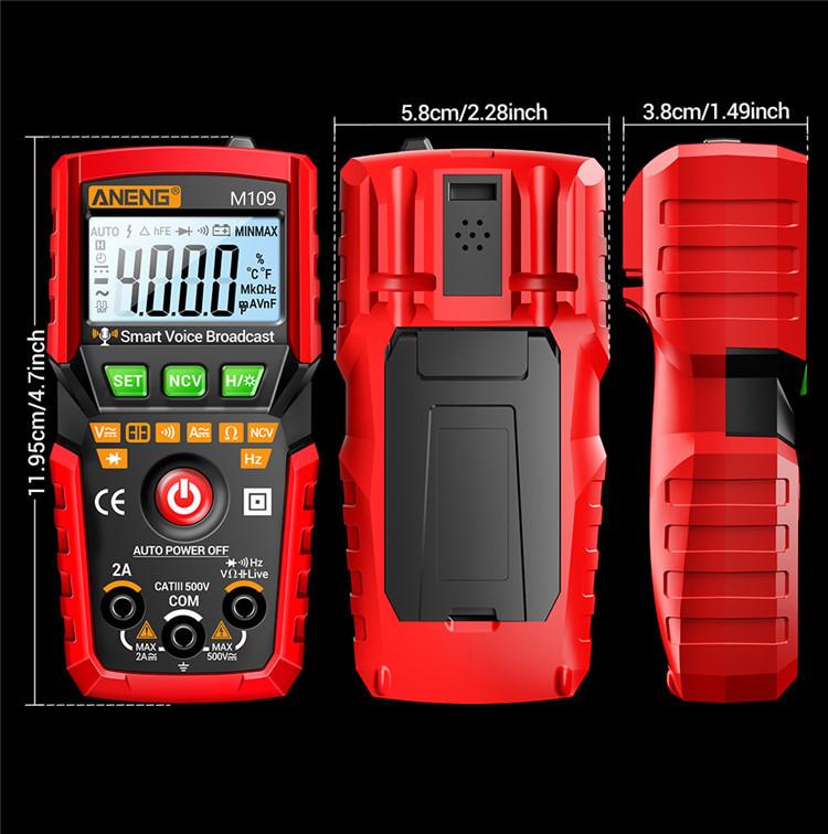 ANENG M109 Digital Multimeter With Voice Guide 4000 Counts, NCV Detection, Capacitance/Resistance/Voltage/Current Tester