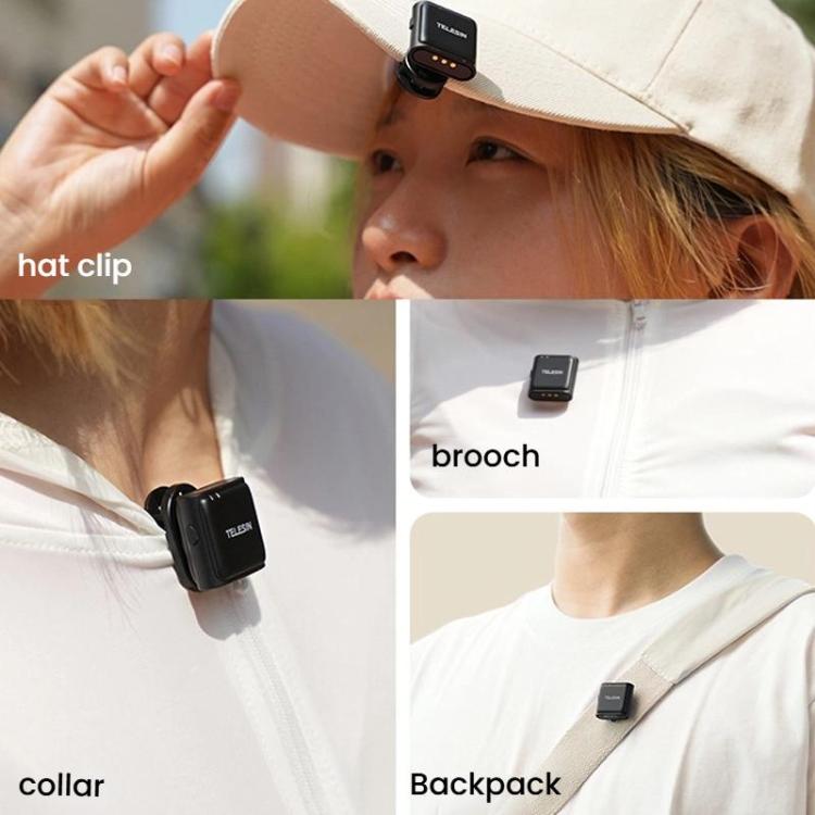 TELESIN Wireless Lavalier Microphone Noise-Canceling Magnetic Button Microphone