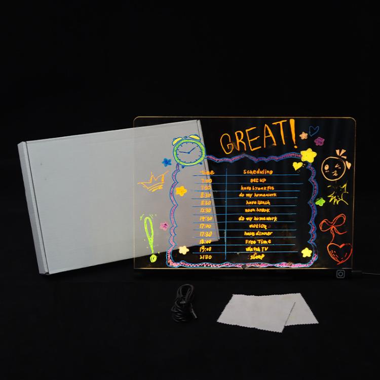 Luminous Transparent Acrylic Erasable Fluorescent Writing Message Board Billboard, RGB 15x15cm, RGB 20x20cm, RGB 30x20cm, RGB 35x26cm, LED 35x26cm