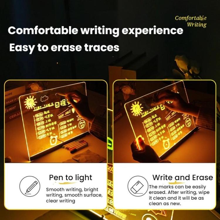 Luminous Transparent Acrylic Erasable Fluorescent Writing Message Board Billboard, RGB 15x15cm, RGB 20x20cm, RGB 30x20cm, RGB 35x26cm, LED 35x26cm