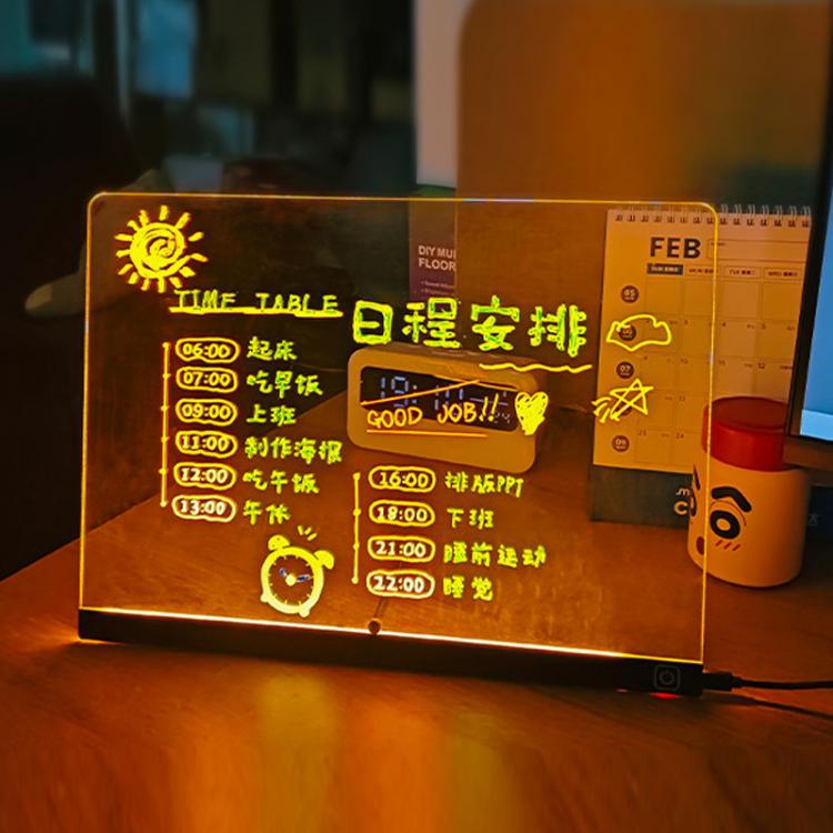 Luminous Transparent Acrylic Erasable Fluorescent Writing Message Board Billboard, RGB 15x15cm, RGB 20x20cm, RGB 30x20cm, RGB 35x26cm, LED 35x26cm