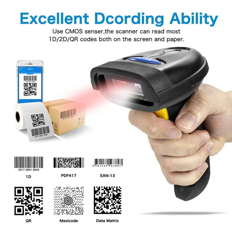 Wireless 1D/2D Bluetooth Barcode Scanner Handheld QR Code Reader