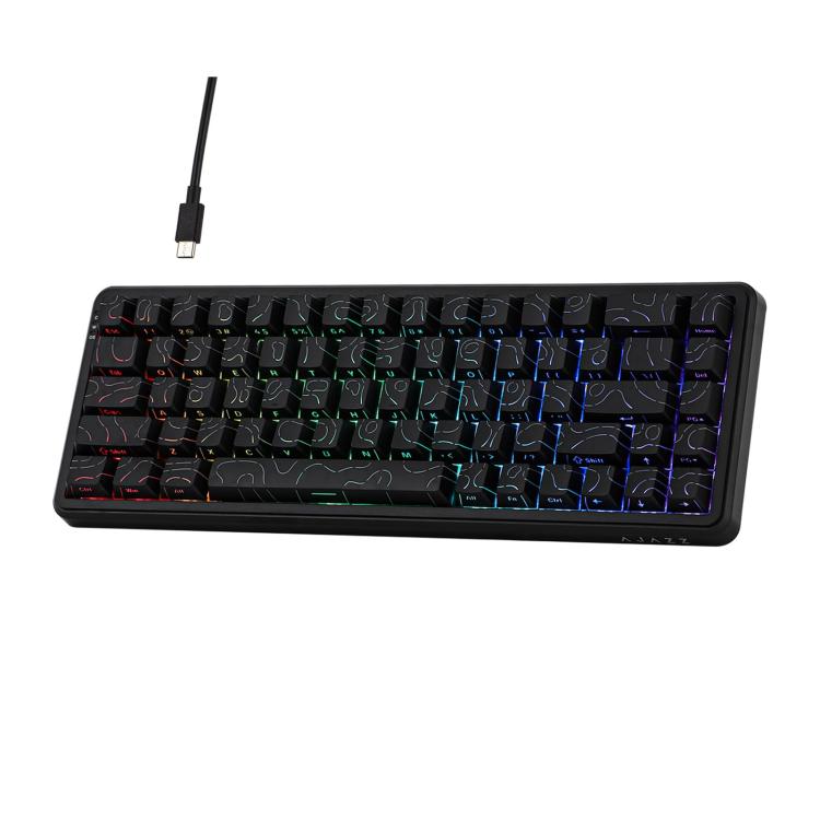 Ajazz AK680 MAX Magnetic Shaft Mechanical Wired Keyboard With RGB Light, Black, White, Black Gray Yellow, Blue White Dark Blue, Side Engraving Gradient Pink, Contour Line Black, Contour Line White