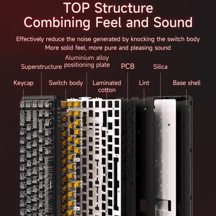 Ajazz AK680 MAX Magnetic Shaft Mechanical Wired Keyboard With RGB Light, Black, White, Black Gray Yellow, Blue White Dark Blue, Side Engraving Gradient Pink, Contour Line Black, Contour Line White