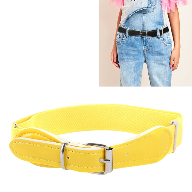 Kids Polyester + PU Leather Square Pin Buckle Adjustable Elastic Belt