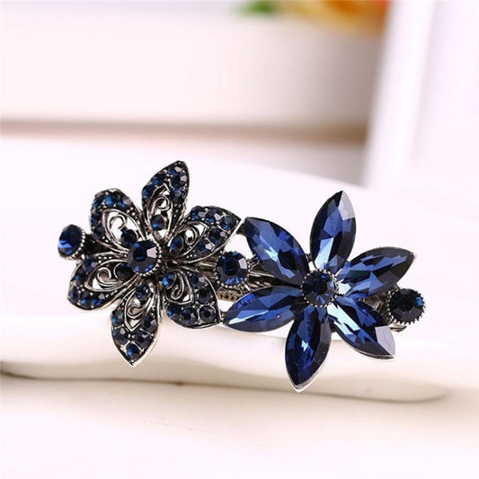 Women Vintage Crystal Rhinestone Flower Hair Pin Girls Antique Silver Barrette Butterfly Hair Clip
