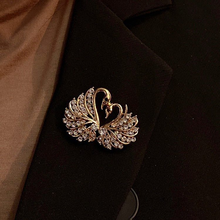 Crystal Swan Brooch Pins Animal Rhinestones Brooches for Women