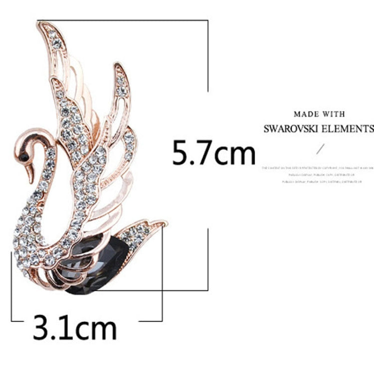 Women Fashion Swan Crystal Insert Drill Brooches