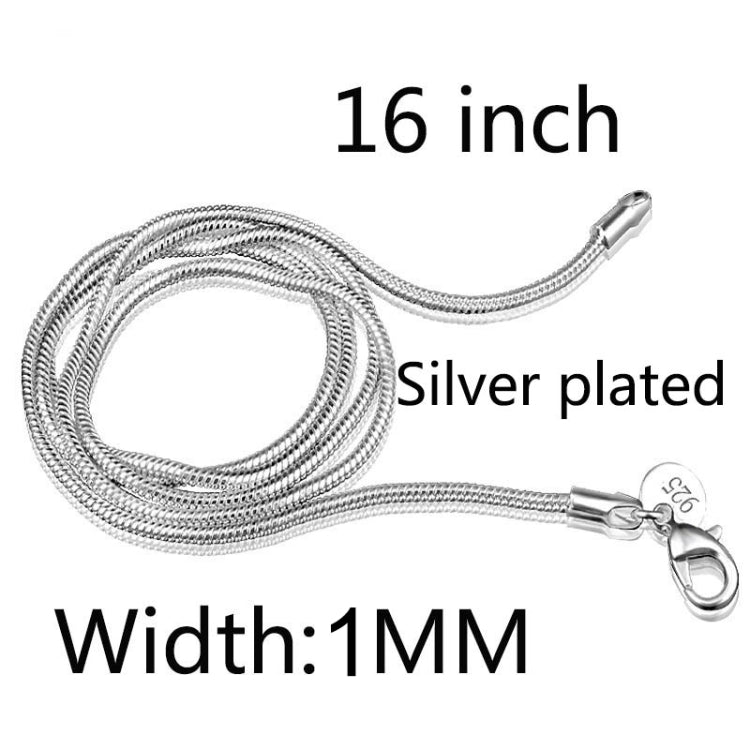 Silver-plated Snake Bone Chain Necklace Female Thin Necklace, 1mm 16 inch, 1mm 18 inch, 1mm 22 inch, 1mm 24 inch, 1mm 26 inch, 1mm 28 inch, 2mm 18 inch