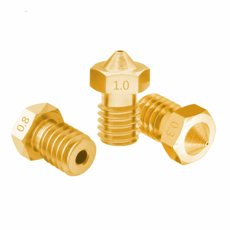 8 PCS Bugatti 3D Printer Accessories E3D-V5 V6 Nozzle M6 Thread Consumables Hot Nozzle, 1.75/0.2mm, 1.75/0.25mm, 1.75/0.3mm, 1.75/0.35mm, 1.75/0.4mm, 1.75/0.5mm, 1.75/0.6mm, 1.75/0.8mm, 3/0.2mm, 3/0.3mm, 3/0.4mm, 3/0.6mm, 3/0.8mm, 3/1.0mm, 3/0.25mm