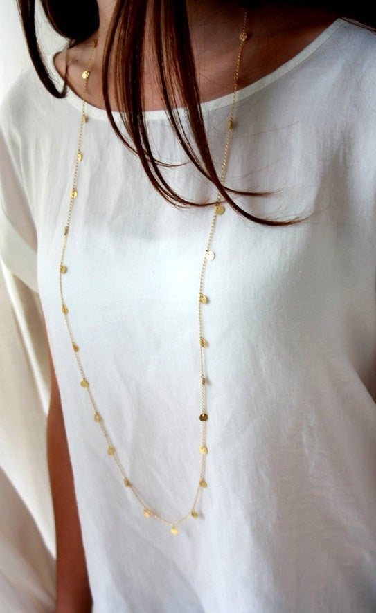 Women Fashion Wafer Long Necklace