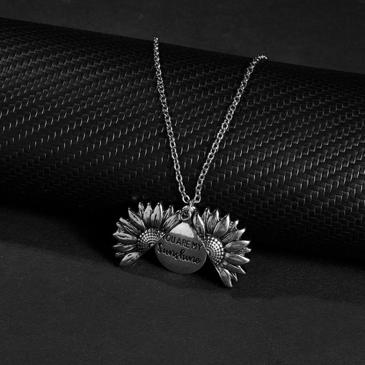2 PCS Hip Hop Sunflower Titanium Steel Necklace For Men And Women, Rose Gold, Gold, Silver