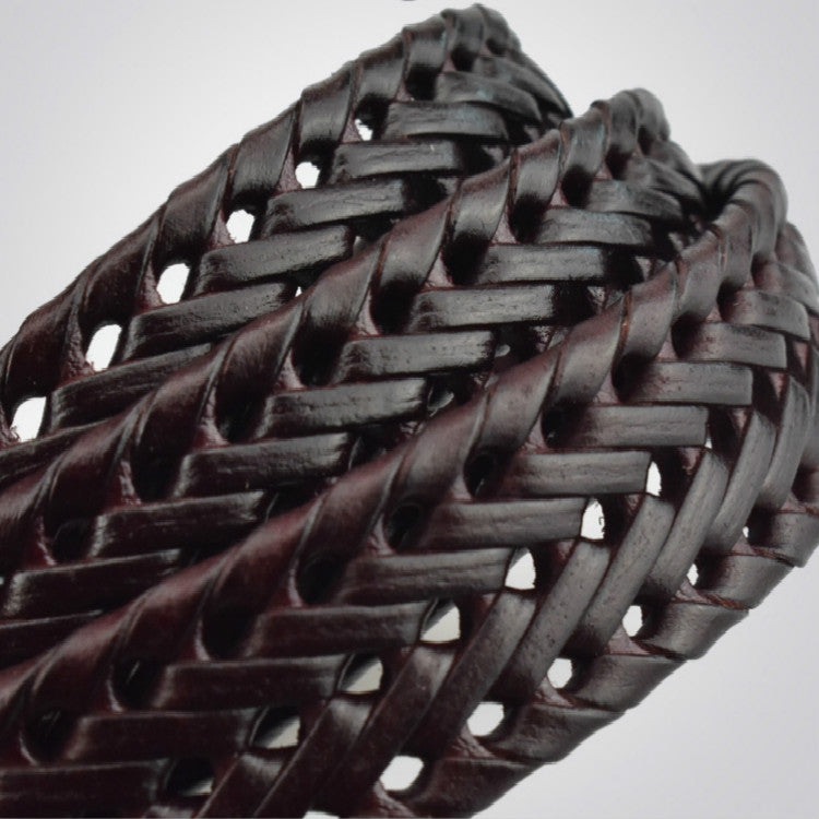 Wide Edition Hand Woven Lacquered Genuine Leather Waistband for Men