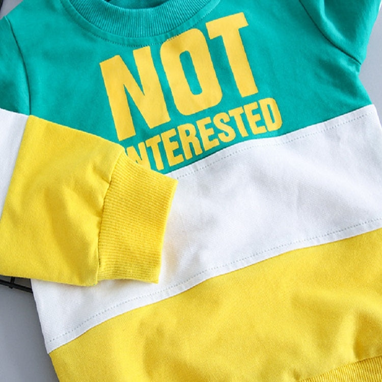 Spring and Autumn Boys Clothing Letters Pattern Round Neck Long Sleeve T-Shirt + Trousers Sports Set