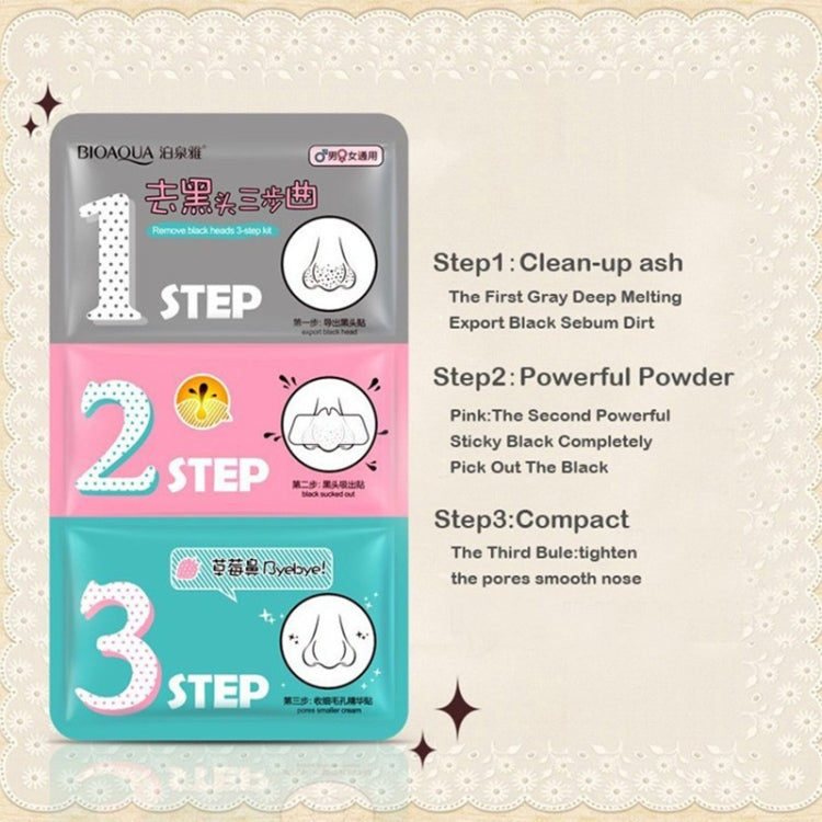 3 PCS Beauty Pig Nose Mask Remove Blackhead Acne Remover Clear Black Head 3 Step Kit Skin