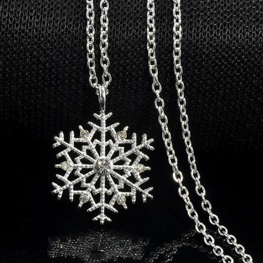 3 PCS Charms Crystal Snowflake Zircon Flower Christmas Necklaces