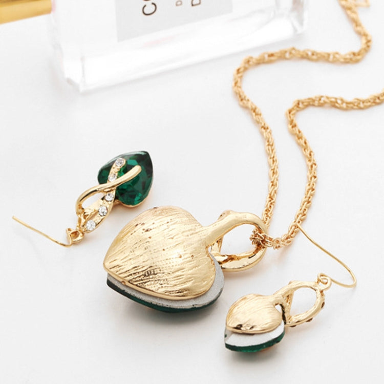 3 PCS / Set Women Heart Shaped Crystal Zircon Earring Necklace Jewelry Set