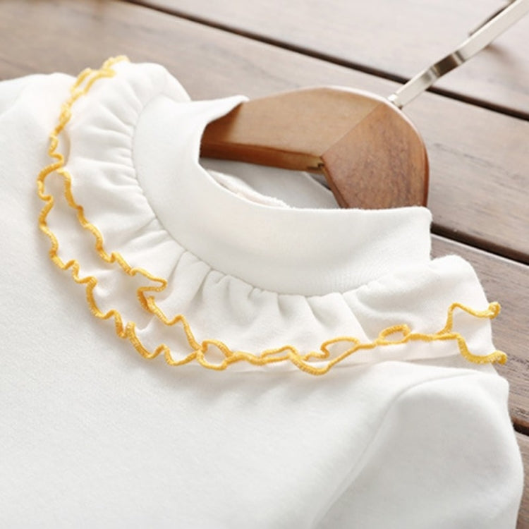 Spring Girls Solid Color Lace Round Neck Bottoming Shirt Children Clothing