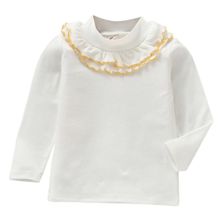 Spring Girls Solid Color Lace Round Neck Bottoming Shirt Children Clothing