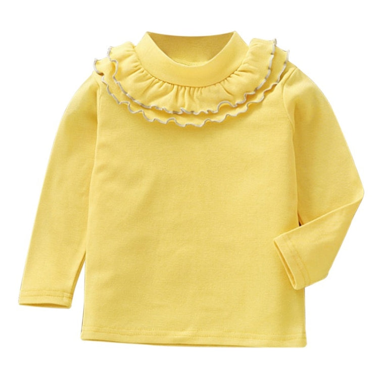 Spring Girls Solid Color Lace Round Neck Bottoming Shirt Children Clothing