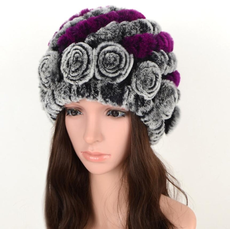 Real Rabbit Fur Grass Pineapple Hat Korean Version of the Women's Warm Earmuffs